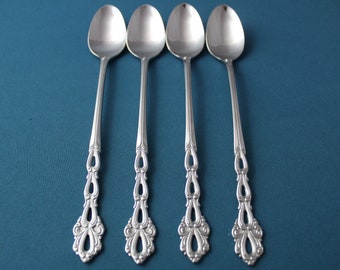 4 Iced Tea Spoons Oneida Community CHANDELIER Stainless 7 1/2"