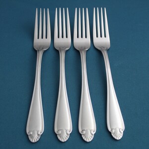 4 Dinner Forks Pfaltzgraff BISCAYNE Stainless Korea 7 1/4&quot;