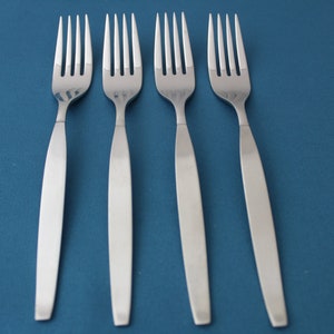 4 Dinner Forks Oneida Community FROSTFIRE Stainless NEW  7 1/4&quot;