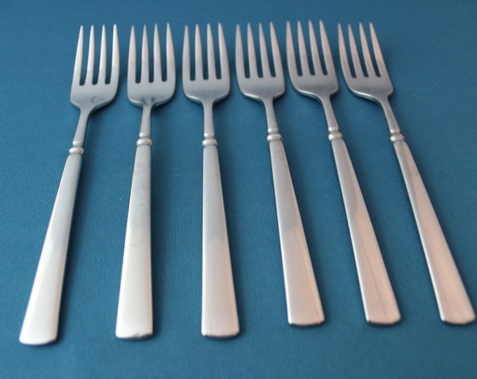 6 Salad Forks Oneida EASTON Cube Mark Stainless 7 Etsy