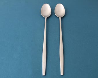 2 Iced Tea Spoons Dansk VARIATION V Satin IHQ Stainless Finland NEW 8 5/8"