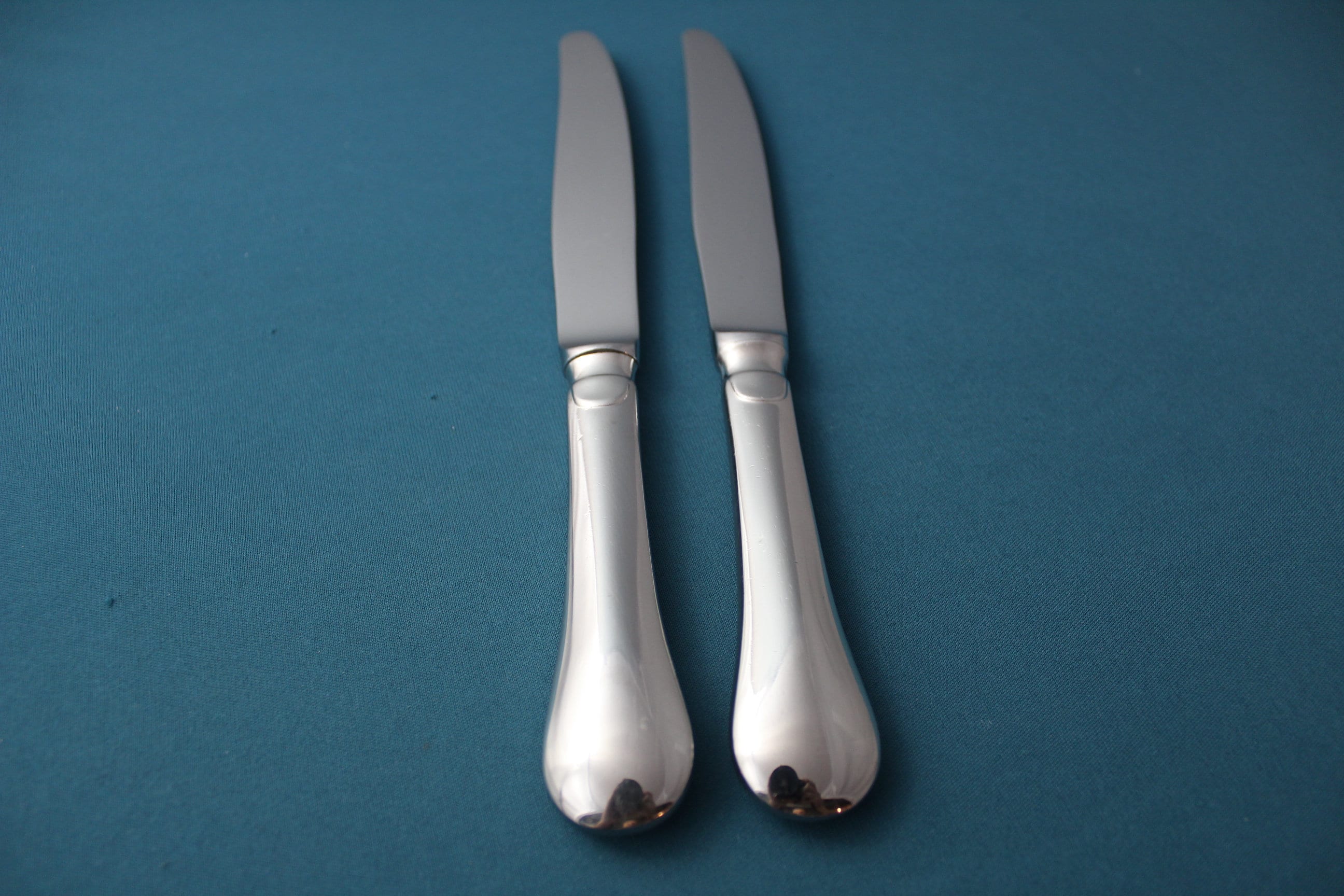 2 Dinner Knives Hollow Christofle Acier BERRY Glossy Stainless