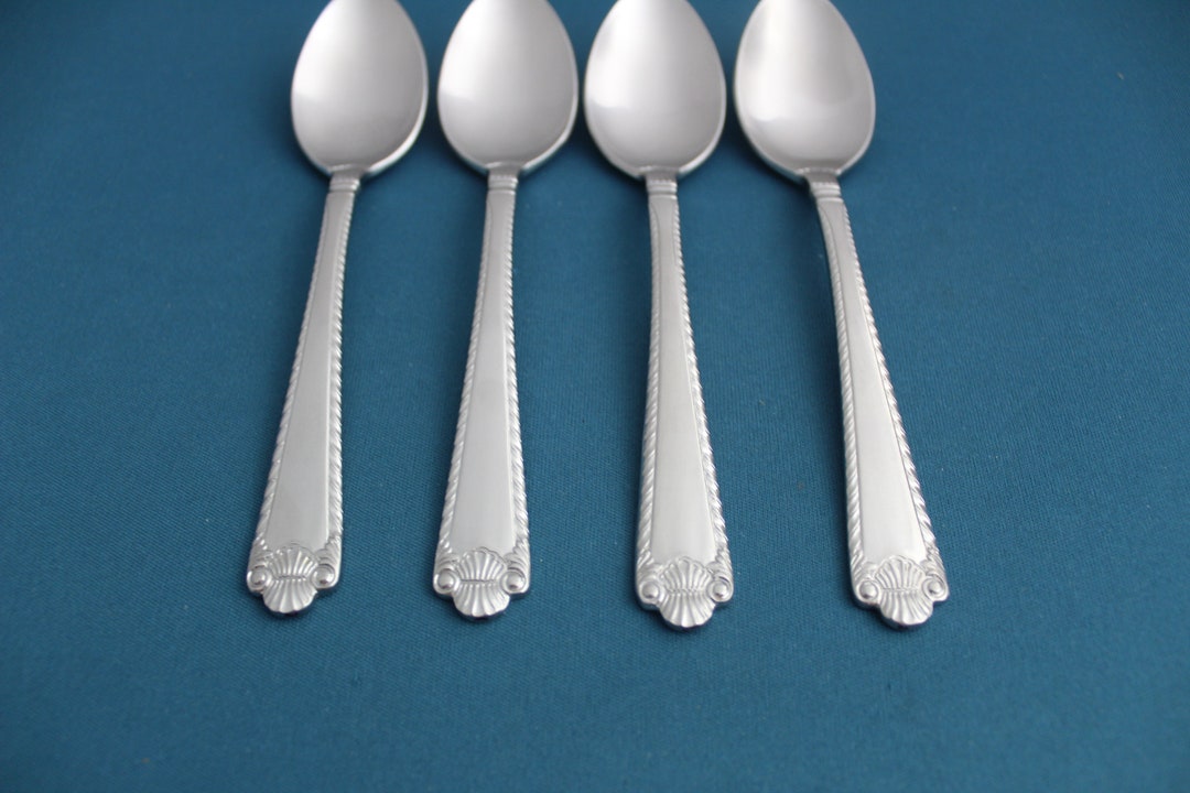 4 Teaspoons Wallace FRENCH SHELL 18/8 Stainless Rope Front Japan 6 Etsy