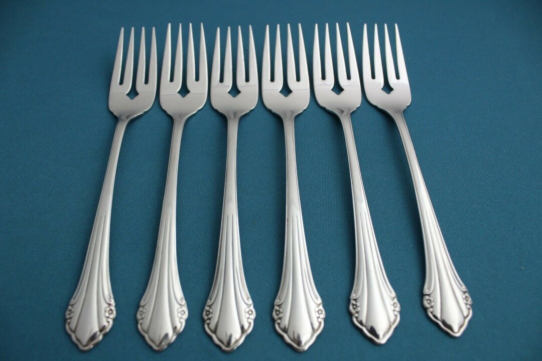 6 Salad Forks ONEIDA 1881 Rogers BITTERSWEET / REPOSE Stainless 6 3/4