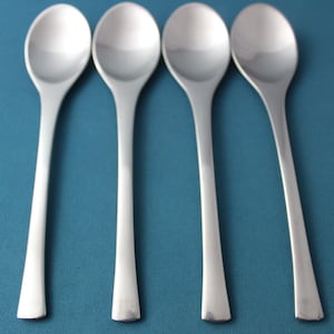4 Place Oval Soup Spoons Dansk ODIN Satin 18/8 Stainless Korea 7 7/8&quot;