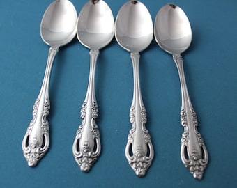 4 Place Oval Soup Spoons Oneida Community BRAHMS Stainless LIGHT USE 6 7/8"