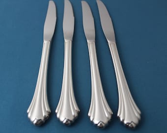 4 Dinner Knives Hollow Oneida BANCROFT Stainless NEW 9"