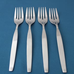 4 Salad Forks Oneida Community FROSTFIRE Stainless NEW  6 1/2&quot;