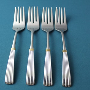 4 Salad Forks Lenox CITATION GOLD 18/8 Stainless Korea 6 3/4&quot;
