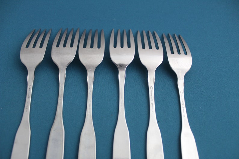 6 Salad Forks Oneida Community PAUL REVERE Stainless 6 1/2 Etsy