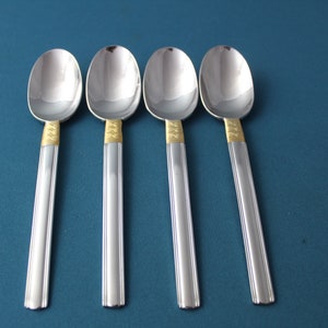 4 Teaspoons Pfaltzgraff GOLDEN CROSSROADS 18/8 Stainless Korea 6 1/8&quot;