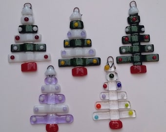 Fused glass Christmas tree decorations