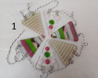 fused glass spots and stripes bunting