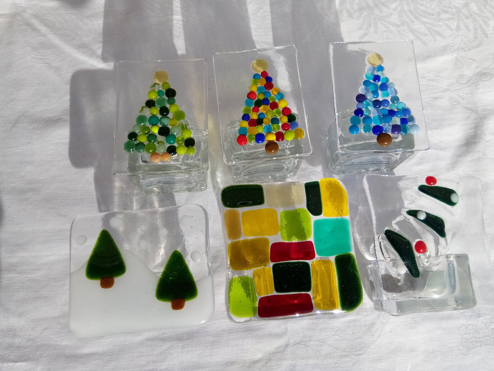 Fused Glass Christmas Tealight Holders Etsy UK