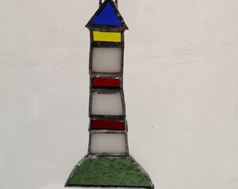 stained glass lighthouse sun catcher, suncatcher