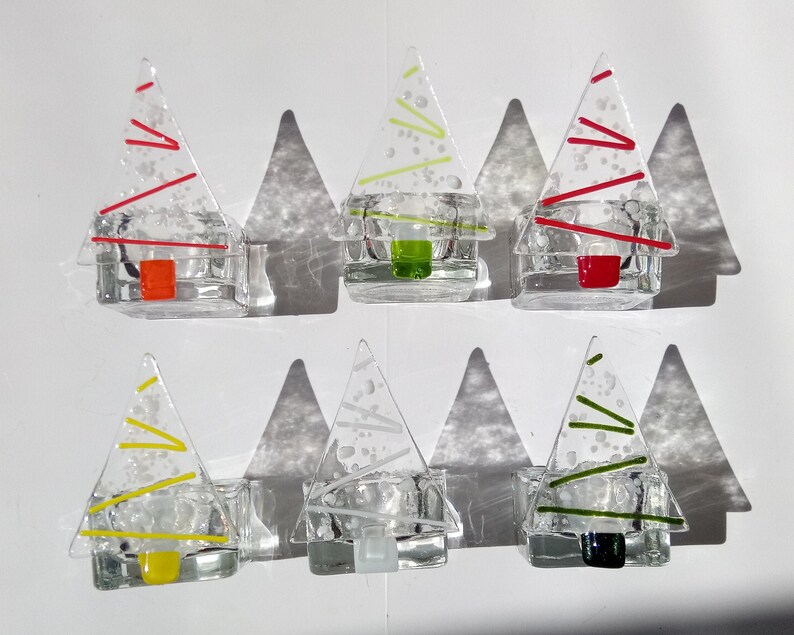 Fused glass Christmas Tree tealight holders image 3