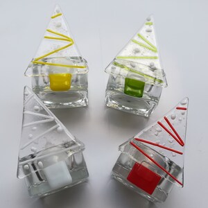 Fused glass Christmas Tree tealight holders image 1