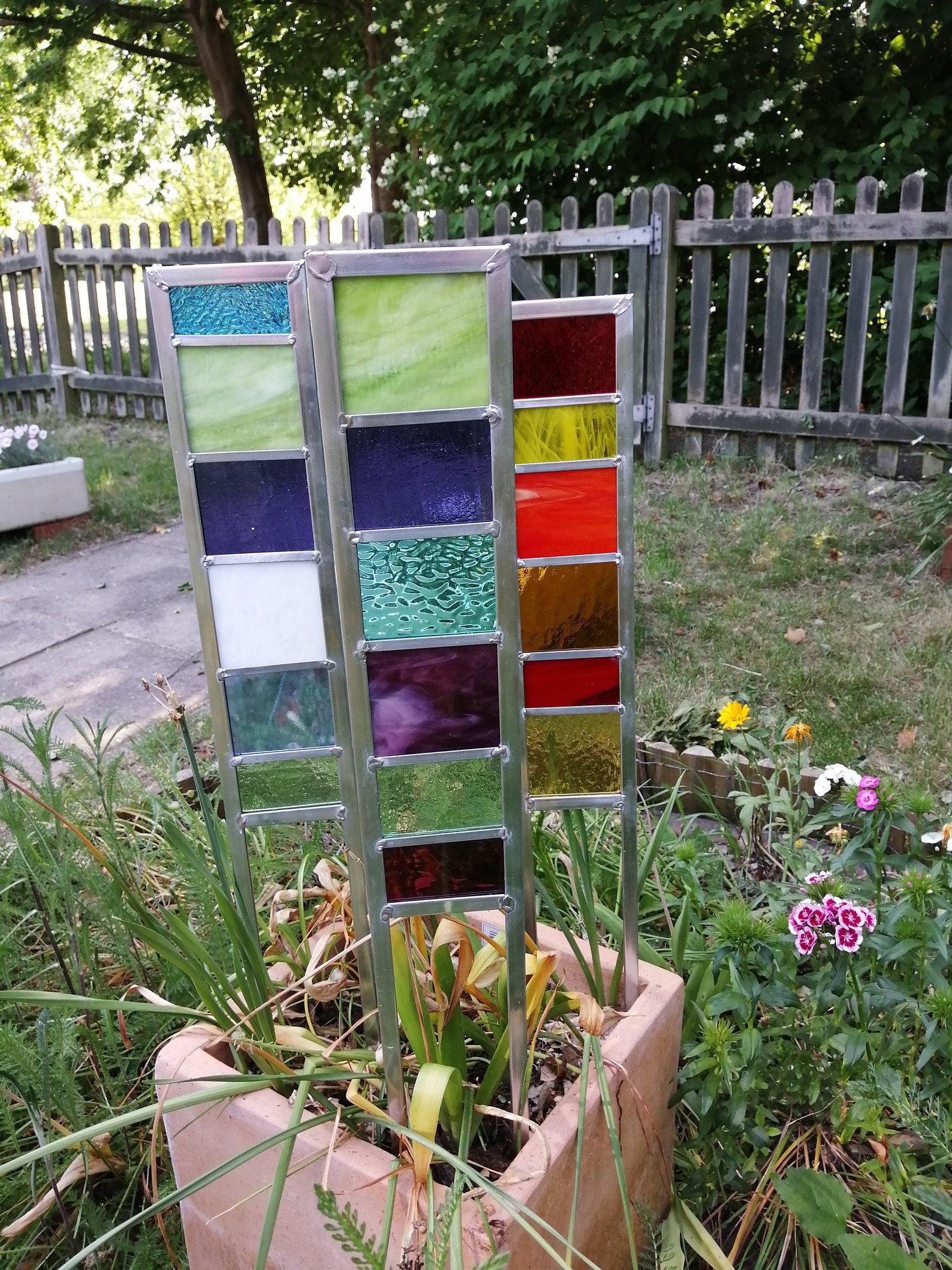 Small Decorative Stained Glass Garden Panels Etsy UK
