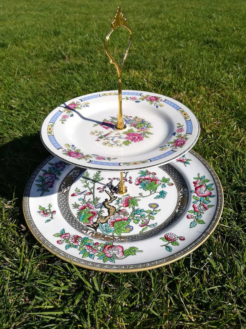 Bone China Two Tier Cake Stand Afternoon Tea Stand Etsy