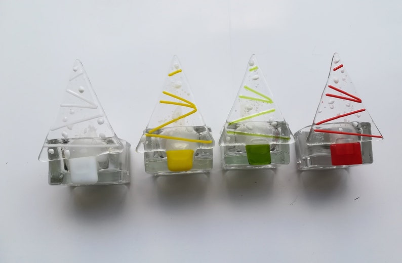 Fused glass Christmas Tree tealight holders image 2