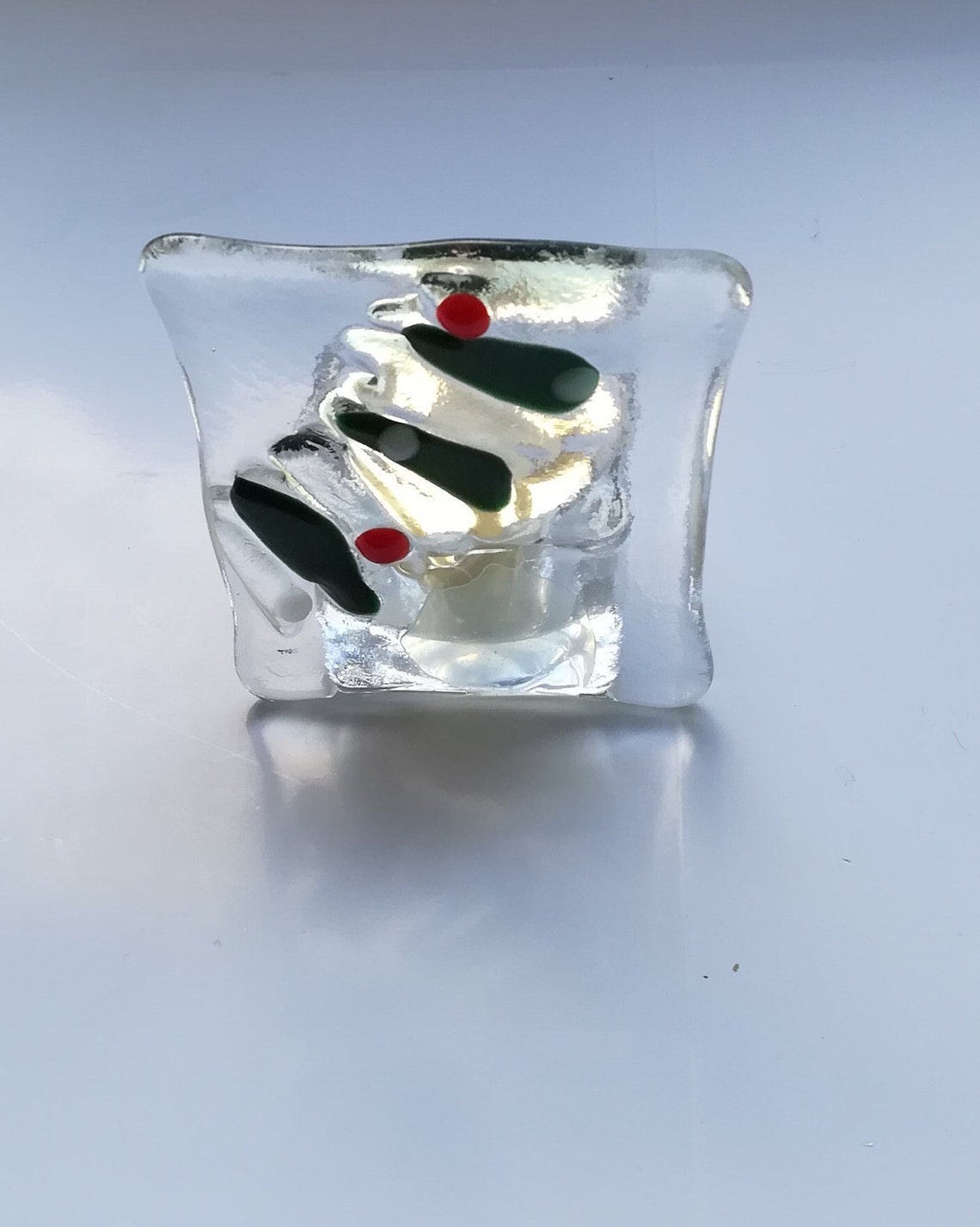 Fused Glass Christmas Tealight Holders Etsy UK