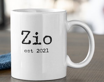 Taza Zio est 2023 Cualquier año 11oz 15oz regalo novedoso taza de café italiana para tío regalo de anuncio de embarazo taza reveladora de embarazo regalo zio