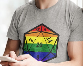 Rainbow Die Shirt Novelty Gift D&D shirt S to 5x gay dungeons and dragons shirt rainbow dnd shirt lgbtq shirt lgbt shirt lgbtq gaming shirt