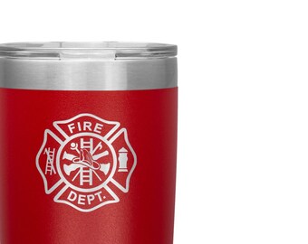 Firefighter Maltese Cross Tumbler 20oz 30oz novelty gift fireman appreciation gifts firemen thank you travel mug fire department tumbler