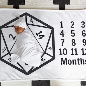 DnD Gaming Baby Milestone Blanket Neutral 30x40 baby milestone blanket girl baby monthly milestone blanket d&d baby boy blanket