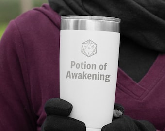 Potion of Awakening Tumbler D20 20oz novelty gift d&d tumbler dnd tumbler dnd potion tumbler dungeons and dragons tumbler dnd cup