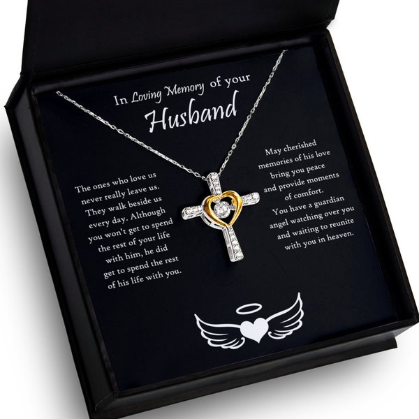 Loss of Husband Necklace cross sympathy gift loss of husband memorial gift loving memory widow gift loss of husband gift for widow