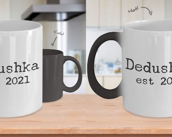 Dedushka Babushka est 2024 Mug Set Any Year color changing 11oz novelty gift surprise coffee cup pregnancy announcement pregnant revealing