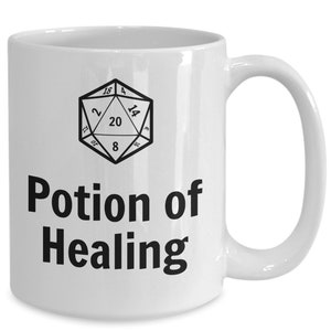 Potion of Healing D20 Mug D&D Pathfinder Tabletop Gaming Gamer 11oz 15oz Coffee Cup Novelty Gift