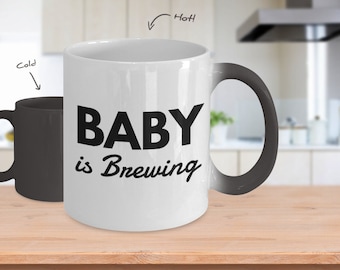 Baby is Brewing Mug 11oz kleur veranderende warmte gevoelige zwangerschap aankondiging mok zwangerschap onthullen mok zwangere koffiekop zwangere mok