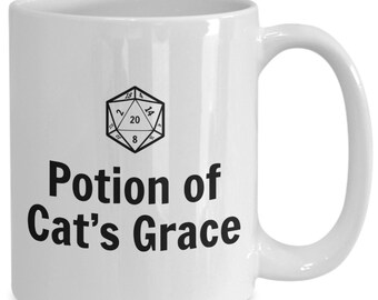Potion of Cat's Grace Mug 11oz 15oz novelty gift d&d mug dnd mug dnd potion mug dnd coffee cup dungeons and dragons mug graceful mug