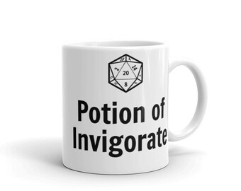 Potion of Invigorate D20 Mug D&D Pathfinder Tabletop Gaming Gamer 11oz 15oz Coffee Cup Novelty Gift