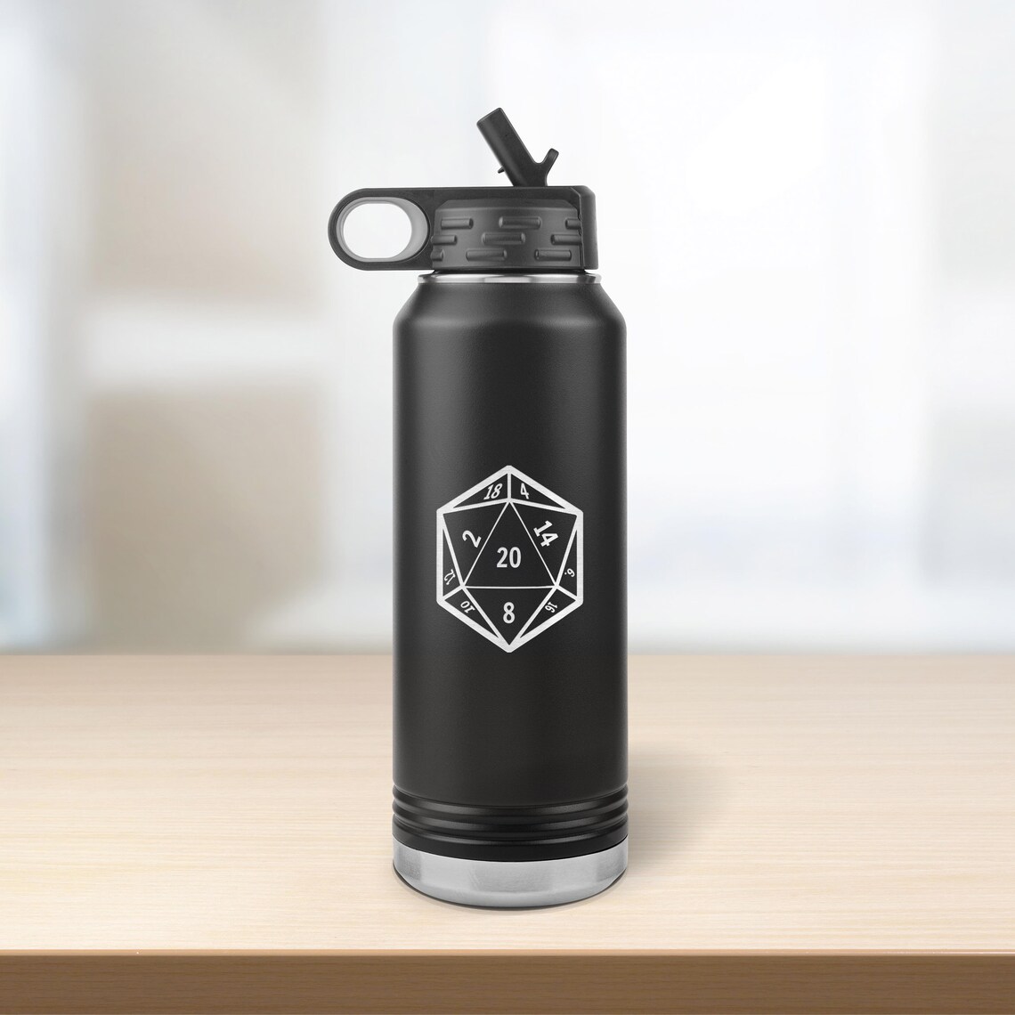 D20 Water Bottle Tumbler 32oz Novelty Gift D&d Water Bottle Etsy