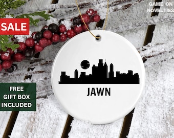 Adorno del horizonte de Filadelfia de Jawn, adornos con jerga de Filadelfia, regalo de Filadelfia, intercambio de elefantes blancos de Filadelfia, decoración de Filadelfia, regalo de Filadelfia