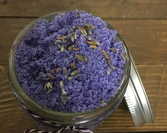 Lavender body scrub, body scrub, sugar scrub, sugar body scrub, exfoliating scrub, scented sugar scrub, fragrance scrub, organic body scrub.