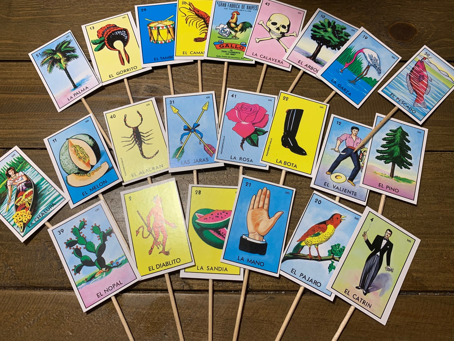 Set of 24 Lotería Bingo Cupcake Toppers Fiesta Cupcake Toppers Etsy