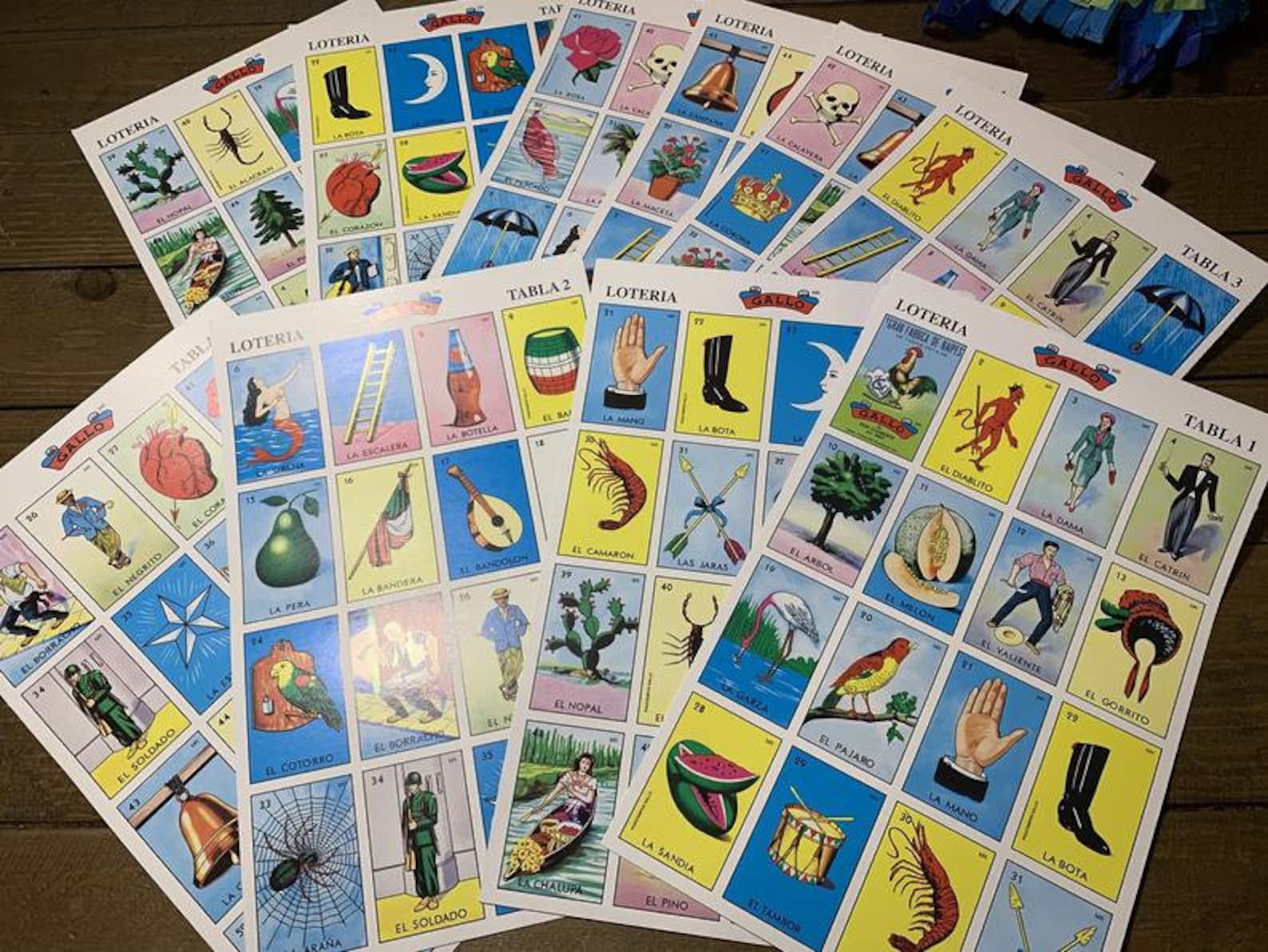 Mexican Loteria Laminated Bingo Boards Original Bingo Etsy