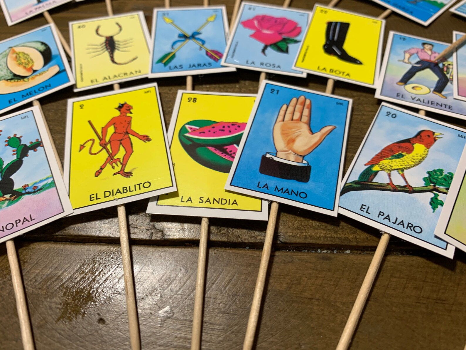 Set of 24 Lotería Bingo Cupcake Toppers Fiesta Cupcake Toppers Etsy