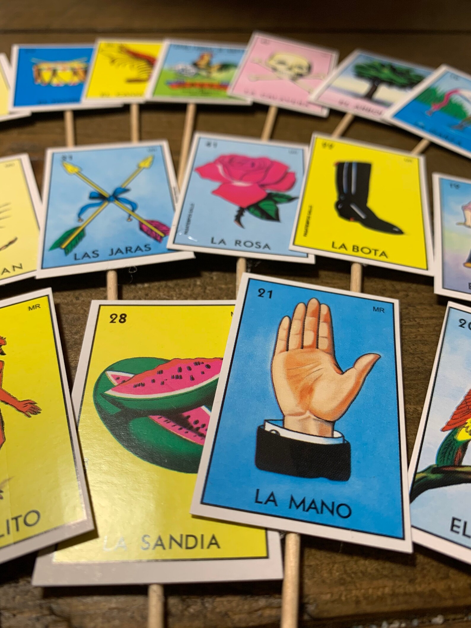 Set of 24 Lotería Bingo Cupcake Toppers Fiesta Cupcake Toppers Etsy