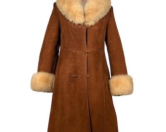 PENNY LANE COAT! Musem worthy iconic vintage original 1960's 1970's woodstock sheepskin shearling hippie afghan coat.70s fur coat. Size M
