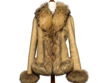 Abrigo de piel de oveja estilo años 70 de George vintage, abrigo afgano Penny Lane de los años 60, ¡tan increíble, talla M/L!