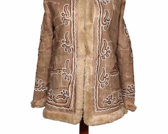 Vintage Authentic 1970 Shaggy WOODSTOCK Penny Lane Embroied Coat Afgan Patched Shearling Sheepskin Hippie Daisy Jones fur coat_
