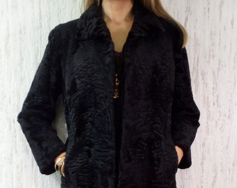 Vintage" Pelz Hohaus" seit 1946 Tubingen Persian Lamb Astrakhan Karakul Fur Jacket Baby Lamb Fur Jacket Made in Germany