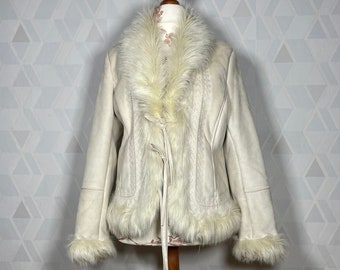 Vintage embroidered penny lane inspired fake suede fur jacket so cute and beautiful!_