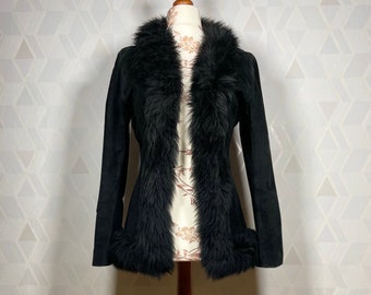 Penny Lane coat Vintage INSANE BEAUTIFUL 60s 70s style geniue suede leather & artificial fur coat. So so amazing! size s/xs