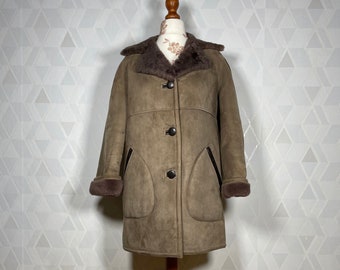 Vintage_Sheepskin Shearling Made in England Kurtka z prawdziwej skóry owczej Aristoctat
